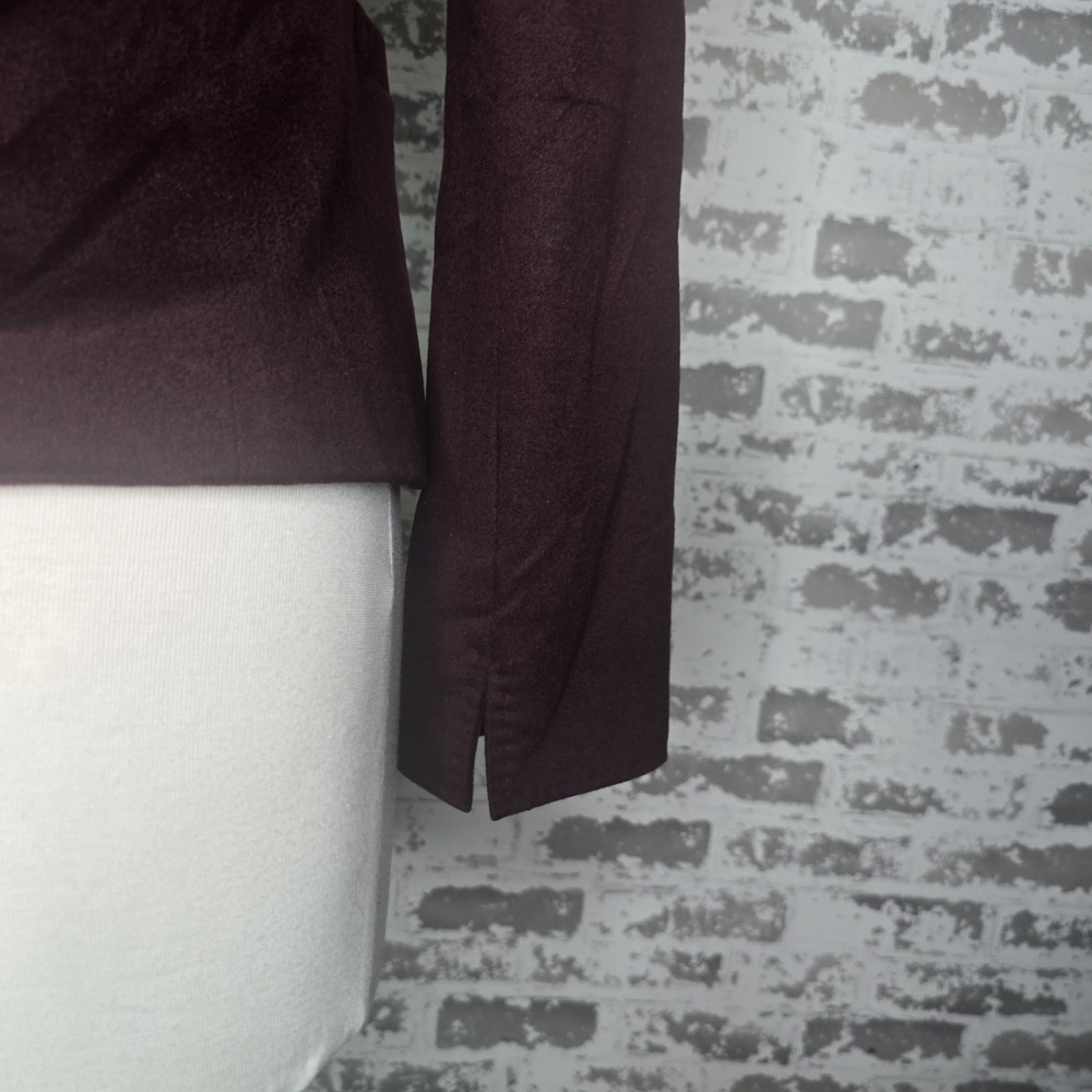 Lafayette 148 NY Blazer Womens 2 Burgundy Cropped Wool Angora Velvet Career Work - Picture 6 of 11